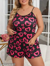 Spacious beige plus size cartoon print cami top & shorts night suit for women, high-quality polyester pajama set with sleeveless design, India origin